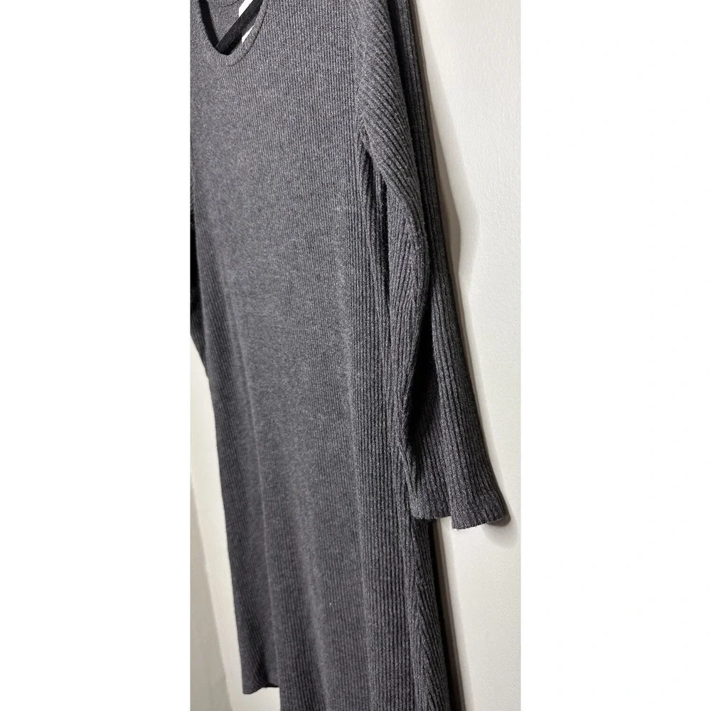 VELVET By Graham & Spencer  Long‎ Sleeve Crew Neck Dress Gray Grey XS Ribbed